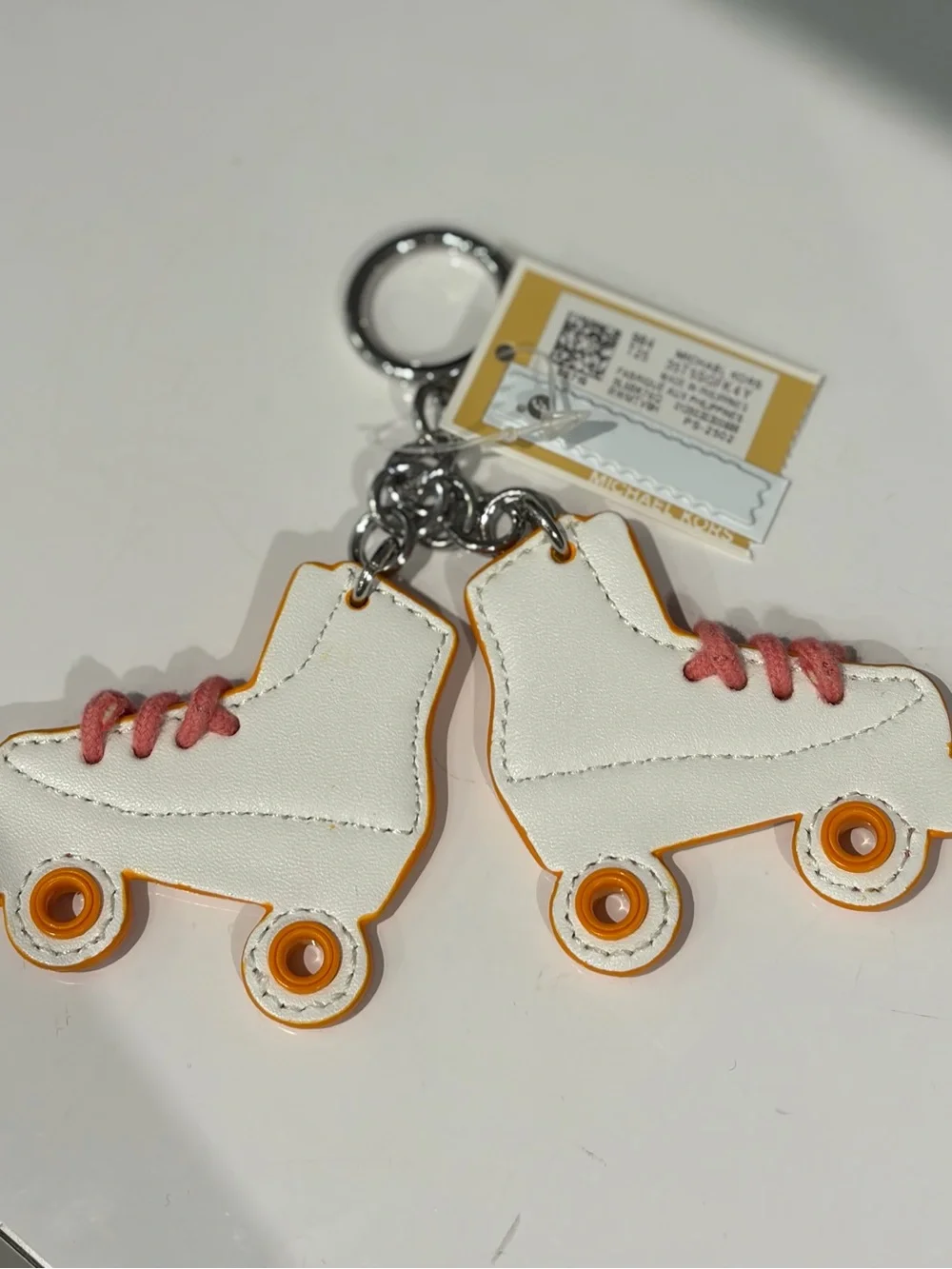 Michael Kors Roller Skate Keychain Charm Bag White & Pink